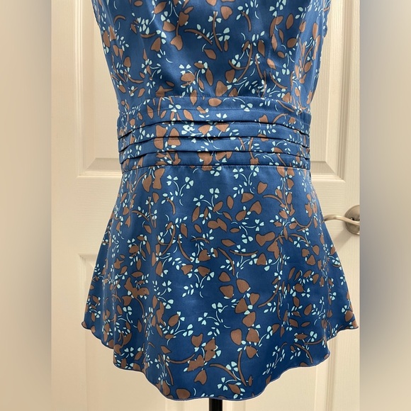 Banana Republic Blue & Grey Cowl Neck Blouse Sleeveless Fitted Sz 6 - Picture 11 of 16